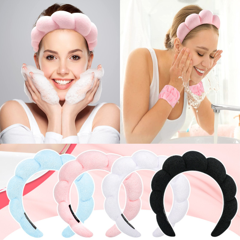 Diadema de esponja antideslizante para mujer, diadema desmaquillar mujer diadema para limpieza facial bandas para el cabello de Spa de Yoga cinta pelo desmaquillar felpas cabello mujer cintillo skincare cinta pelo niña