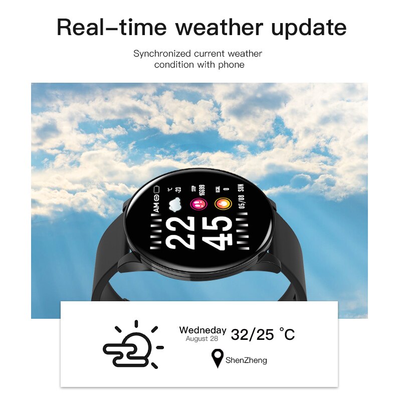 OGEDA Wearfit Smart Uhr W8 Für Männer Blutdruck Herz Rate Fitness Tracker Pedometer Mann Sport Smartwatches Für Android IOS