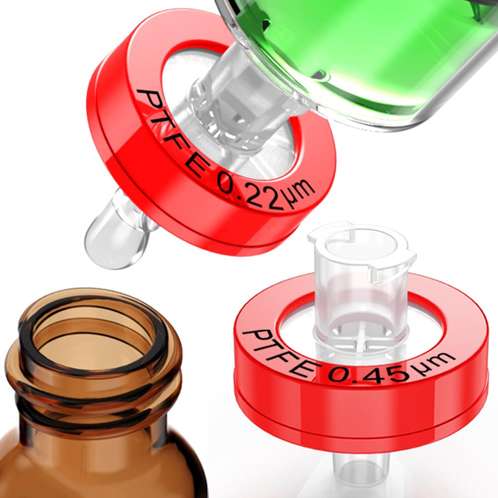 Filtros de jeringa, membrana de PTFE 0,22/0.45μm tamaño de poro, 13mm de diámetro, 50/100 Uds. Por ks-tek