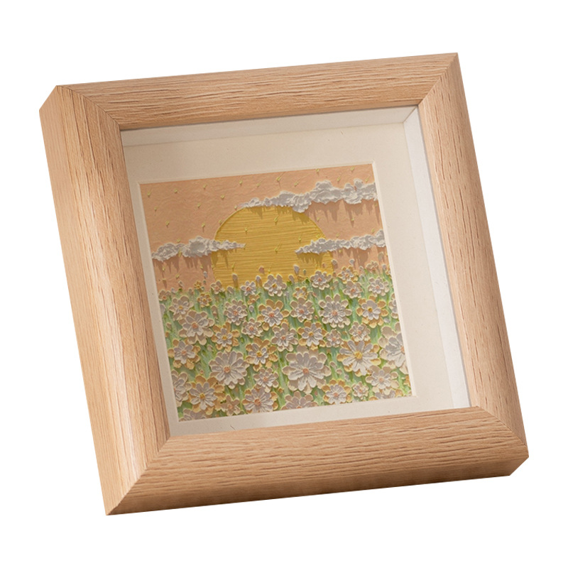 Bâton de peinture à l'huile cadre photo table pendule mini cadre photo carré creux cadre en bois bricolage cadre photo