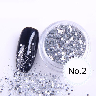 1x Topf 2g Bling funkeln Pulver Staub Nagel Kunst Pailletten 3D Regenbogen Klare Hexagon Scheibe DIY Charme Nagel Kunst Dekor Manikübetreffend HHF