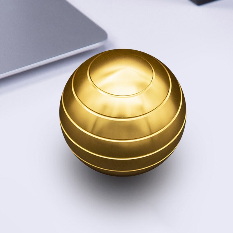 Desktop Decompression Rotating Spherical Gyroscope Anti Stress Desk Toys Adults Metal Gyro Optical Illusion Flowing Finger Toy: gold