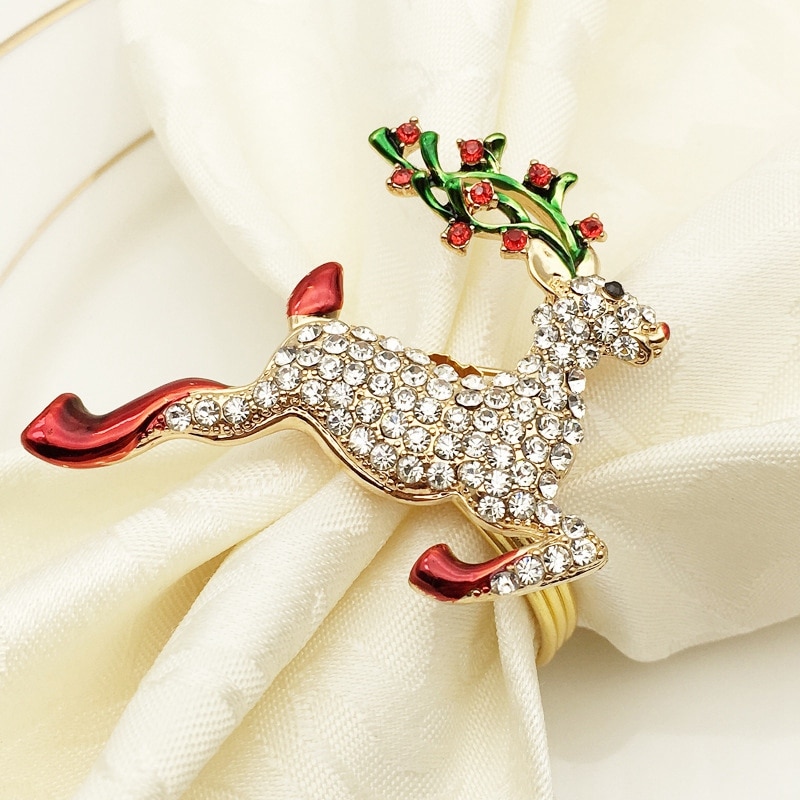 6 stk metalfarvet elg juleserviet ring bryllupsfest til hotelbordforsyninger