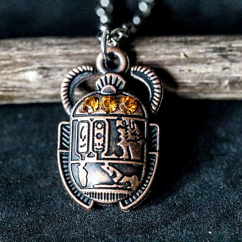 Strass scarab skalbagge hänge halsband för kvinnor män wicca egypten egyptiska egipto smycken tillbehör gotiska gotiska produkter