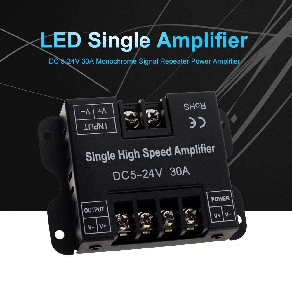 DC5V-24V LED Strip Amplifier 30A Single High Speed Controller Amplifier for Single Color LED Strip 5050 Power Repeater Console