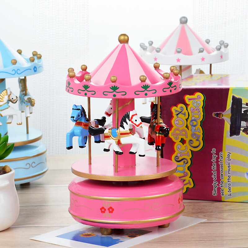 Giocattolo creativo Carosello di Legno della cassa di Risonanza Merry-Go-Round Music Box Giocattoli Per Bambini Regali Di Compleanno