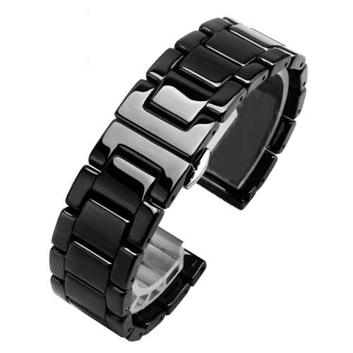 Bracelet de montre en céramique de 14 15 16 17 18 19 20 21 22mm bracelet de montre blanc noir pour hommes et femmes: black A / 14mm