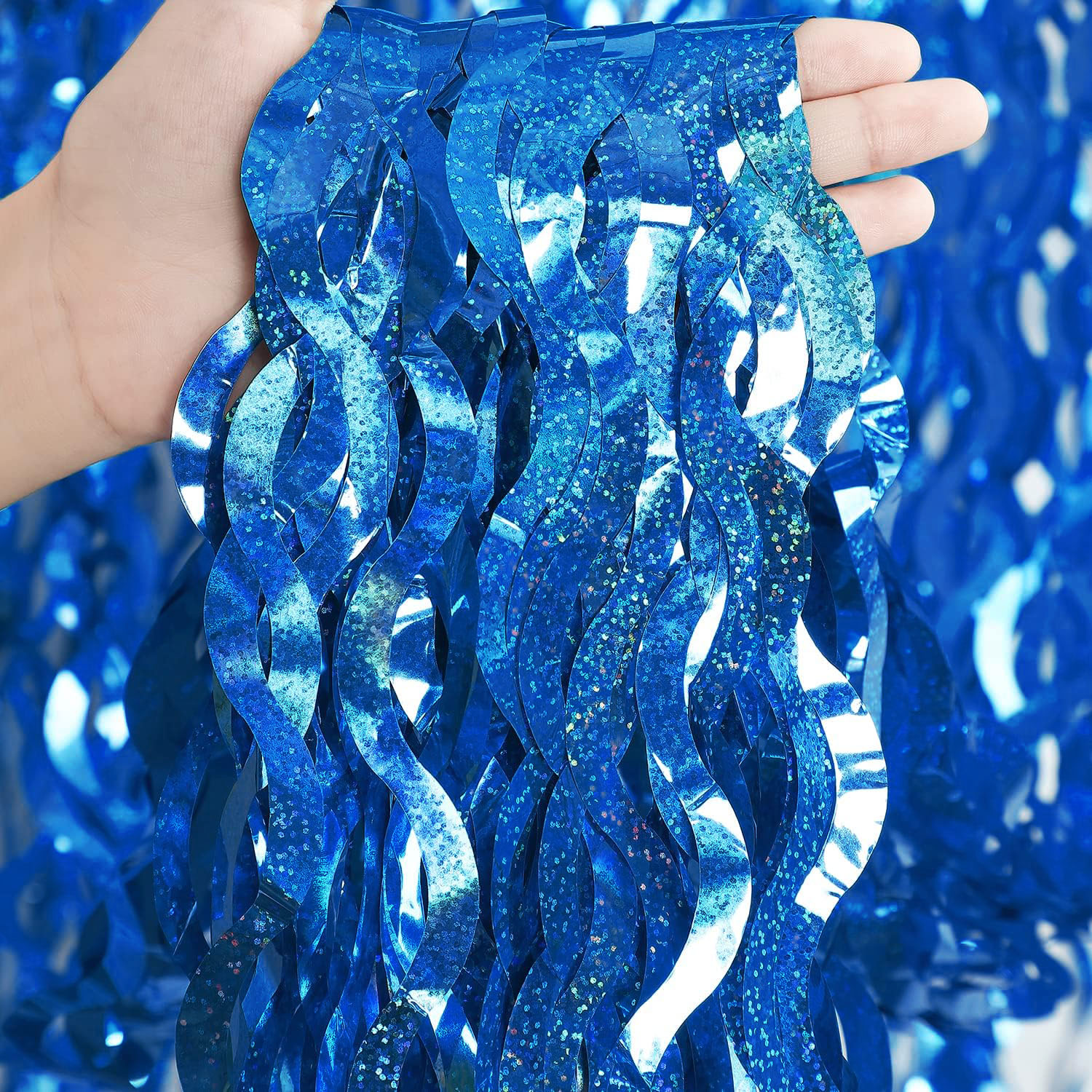Cortinas con flecos de lámina de oropel brillante, telón de fondo con flecos de lámina de Metal azul y morado, cortinas de pared para Baby Shower, telón de fondo de de sirena: M / Caqui oscuro