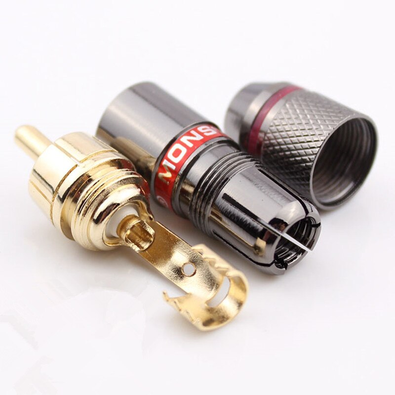 Connecteur audio et vidéo RCA lotus 24K or, 16 pièces, tête de différence de couleur, amplificateur AV, connecteur audio et vidéo, terminal audio coaxial