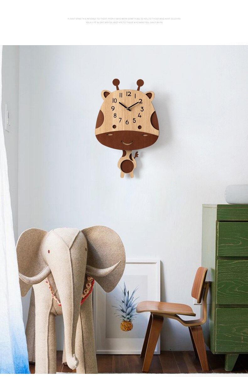 Crianças relógio de parede sala estar moda girafa digital relógio de parede criativo quarto reloj pared decoração chambre enfant bh50hh
