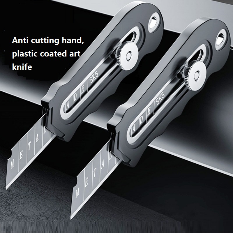 Safety Utility knife , Thickened Rubber Holder Stainless Steel blades, Retractable Industrial-grade Wallpaper Cutter
