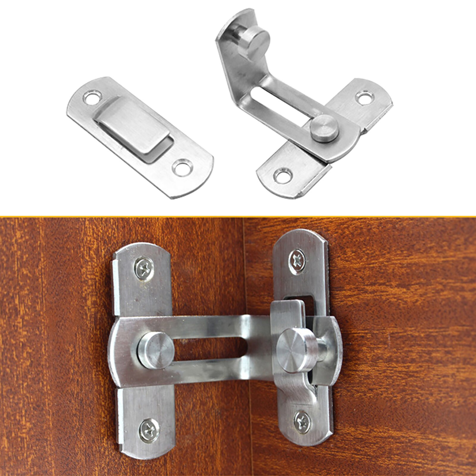 Cerradura de pestillo de puerta de 2 piezas, gancho de Metal fundido, textura, adorno de decoración del hogar, puertas de inodoro, cerradura de puerta corredera de ángulo recto