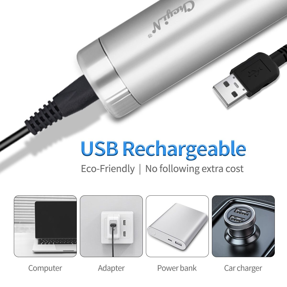 CkeyiN Men Hair Clipper Trimmer Cordless Nose Eyebrow Removal Painless Electric Shaver Machine Beard Razor Mower