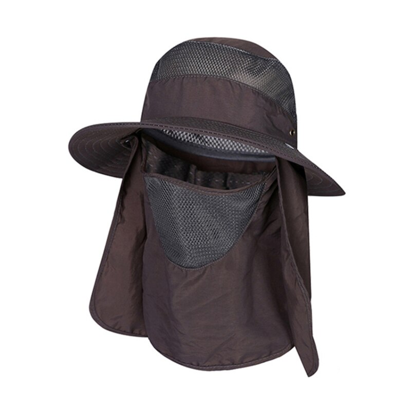 Summer Quick dryng Sun protection fisherman cap withFace Neck protection outdoor fishing bike removable Three-use men Visor hat: Deep Grey