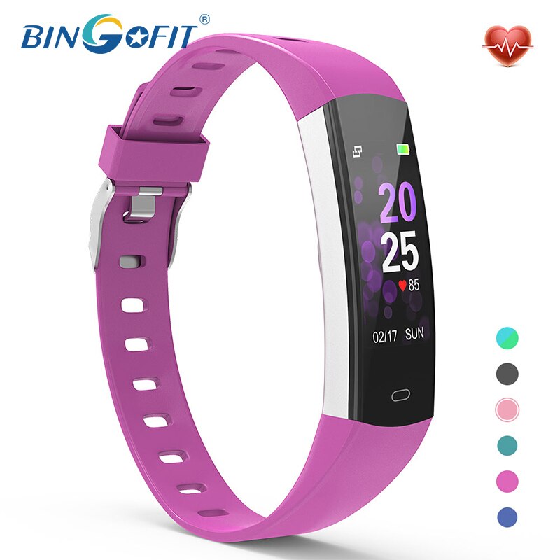 BingoFit Original FT905HR Smart Bracelet Waterproof Sport Smart Band Fitness Tracker Bluetooth Wristband For Kids Android IOS: purple