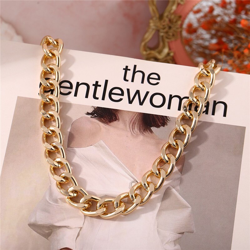 Women's Gold Tone Chunky Link Chain Choker Necklace – Fashion Jewelry, 12-18 Inch