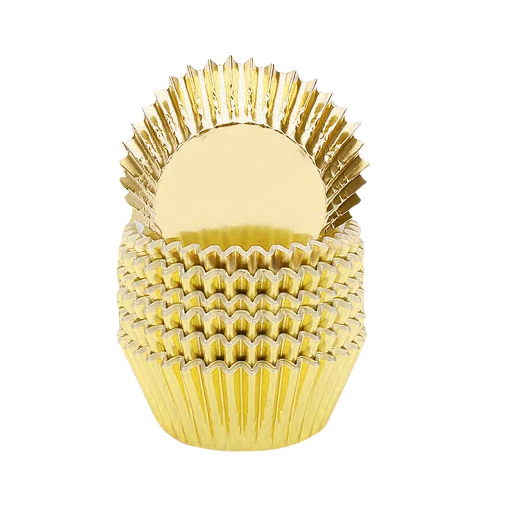 100 Stuks Cupcake Wrapper Liner Ronde Vormen Voor Cup Cake Decoratie Gereedschappen Muffin Paper Cups Hittebestendig Mould Keuken gereedschap # RU3: Gold 