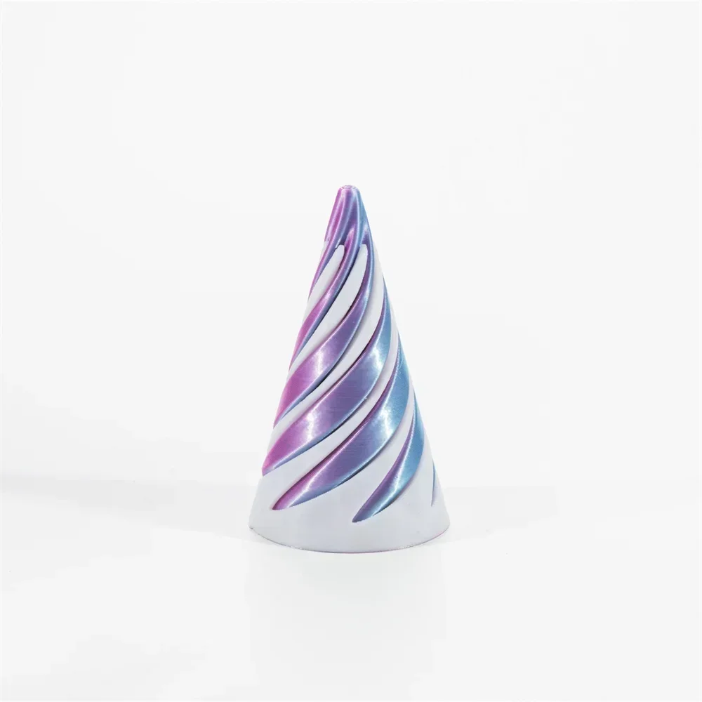 3D Printed Spiral Cone Toy Impossible Pyramid Passthrough Sculpture Pass Through Pyramid Toy Mini Vortex Thread Illusion