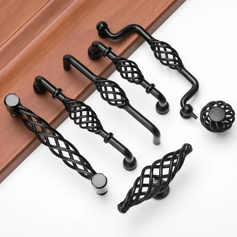 Vintage Antique Bronze Drawer Knobs Cabinet Handles Hollow Out Birdcage Handles Wardrobe Door Pullers Furniture Handle