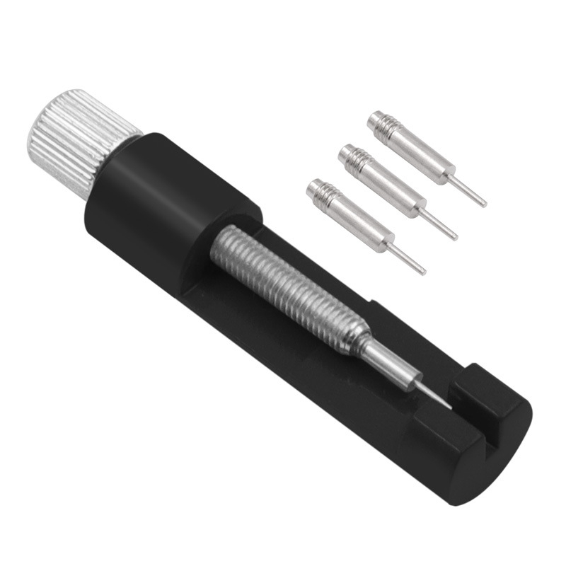 Reparatur-Werkzeugsatz zum Entfernen von Uhrenarmbändern aus Metall für Uhrmacher mit 3 zusätzlichen Stiften, Mini-Uhrenarmband-Werkzeugen: Schwarz
