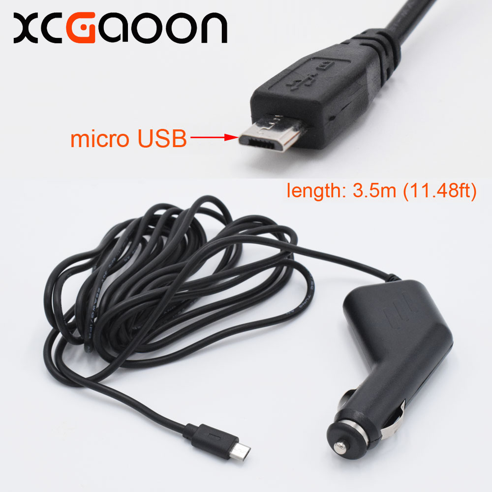 XCGaoon 5 v 2A Micro USB Auto Oplader voor Auto DVR Camera/Smartphone Mobiele/GPS fit 12 v 24 v Auto, kabel Lengte 3.5 meter