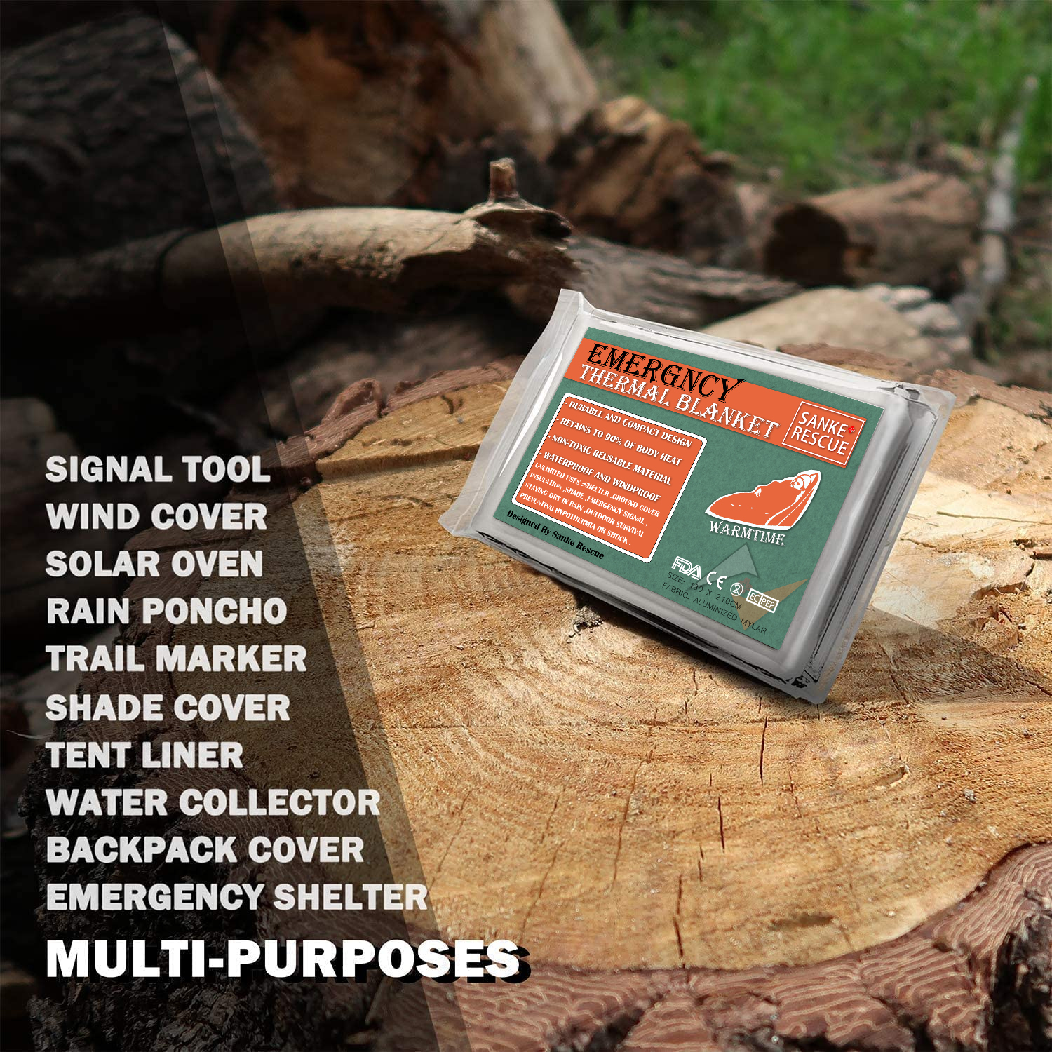 4pcs Emergency Mylar Thermal Blanket Foil Space Blanket for NASA Body Warmer Outdoor First Aid Camping Hiking Travel