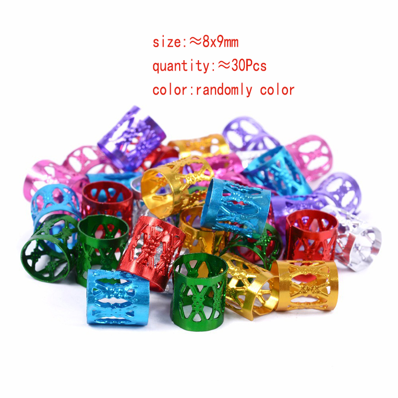 Anneaux de cheveux Dreadlocks 10-16mm, 10 à 50 pièces, accessoires Clips pour femmes, filles et enfants, perles de cheveux, tresses circulaires, style couleur or argent