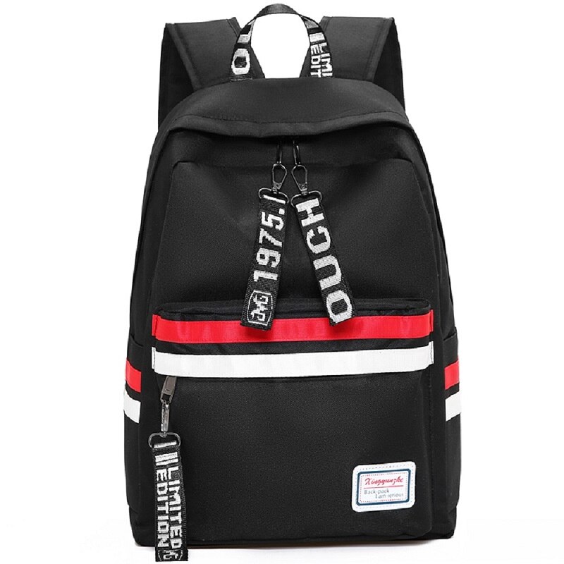 Schule Tasche Mädchen Jungen Teenager Schule Rucksack Schulter Tasche Männer Frauen Rucksack Laptop Rucksack Reisetasche Mochila: Black