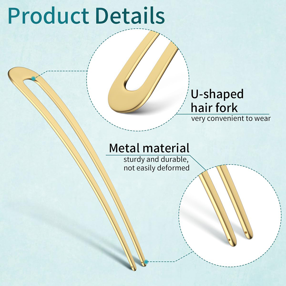 2 uds horquillas francesas horquillas para el cabello de 5,5 pulgadas de Metal en forma de U horquilla para el cabello Vintage francés para mujeres niñas peinado