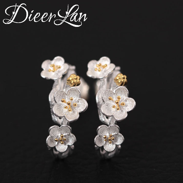 DIEERLAN Wedding Bridal Jewelry Sets Plum Flower Necklaces Ring Earrings for Women Statement Jewelry