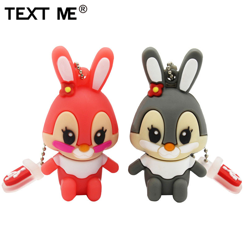 TEXT ME 64GB usb flash drive usb 2.0 4GB 8GB 16GB 32GB pendrive cute gray pink model rabbit