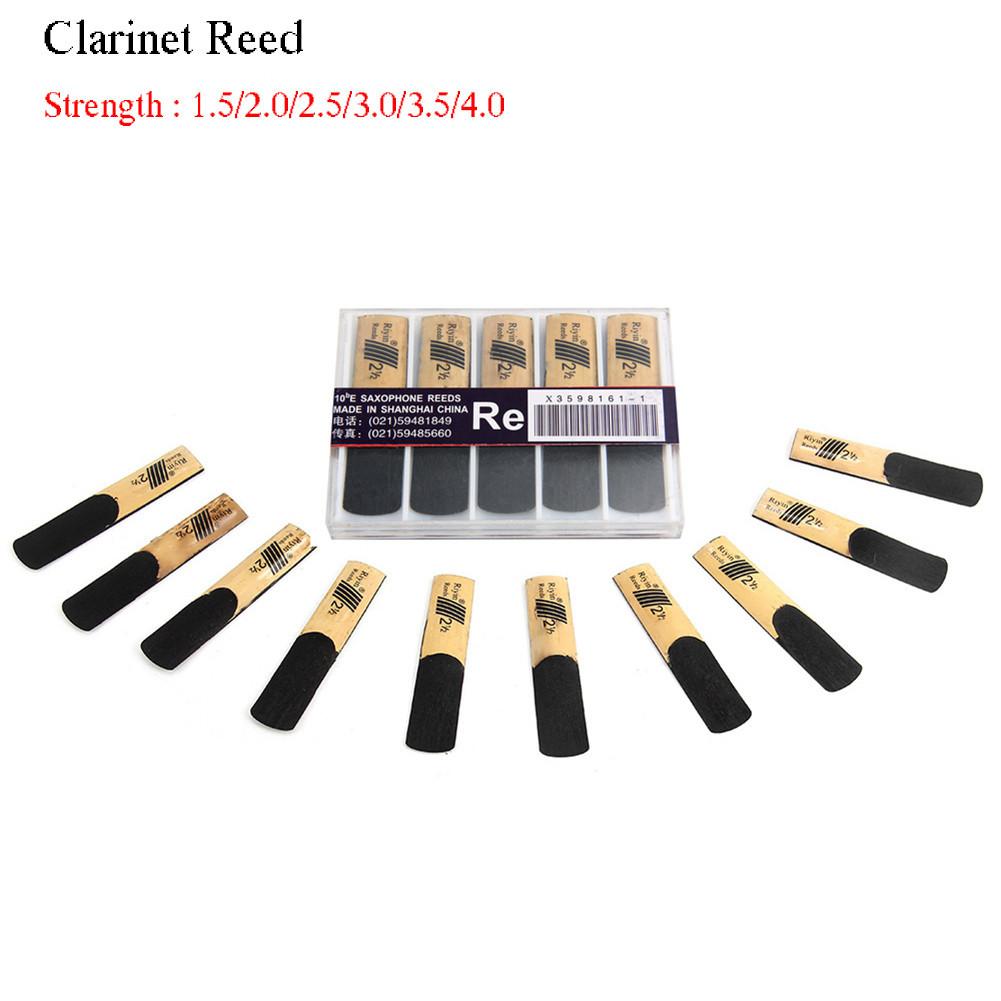 Lengüetas para clarinete, juego de 10 piezas con resistencia 1,5/2,0/2,5/3,0/3,5/4,0, lengüeta con instrumento de viento para principiantes, caja de uso de música de plástico Trai E8X6