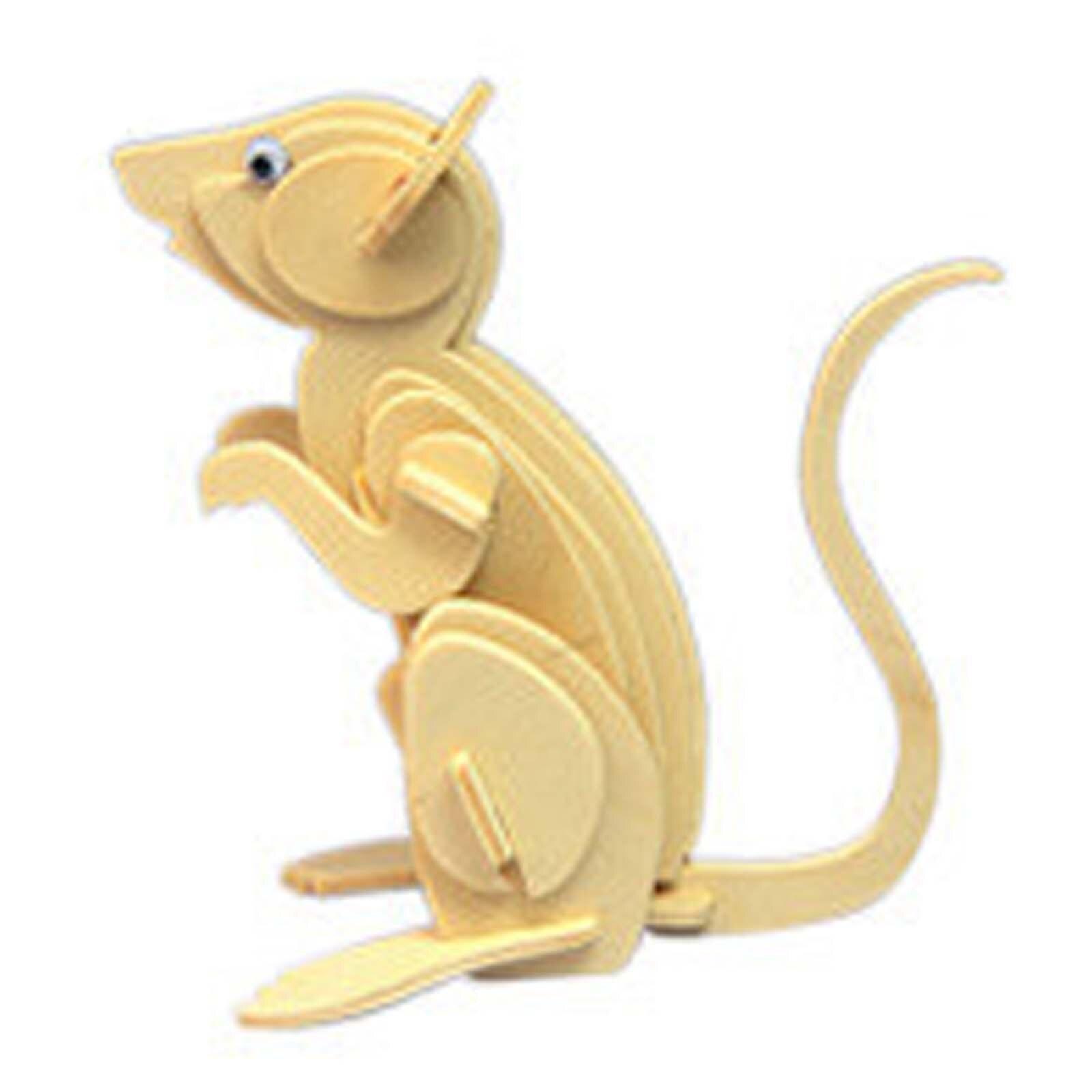 1pcs 3D In Legno giocattolo di puzzle Puzzle Tridimensionale Modello Animale Per Bambini di caratteri Regali di sviluppare la capacità di bambini di intelligenza: mouse