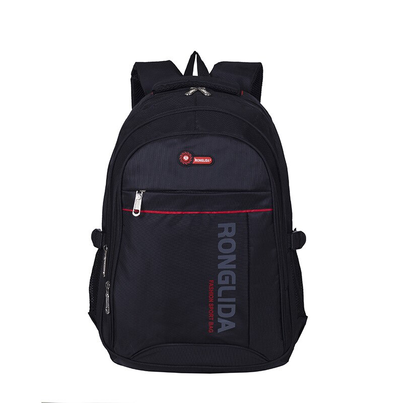 Mochila negra de Nylon de gran capacidad, mochilas escolares para estudiantes de secundaria, para hombres y adolescentes, mochila grande de estilo universitario: Rojo