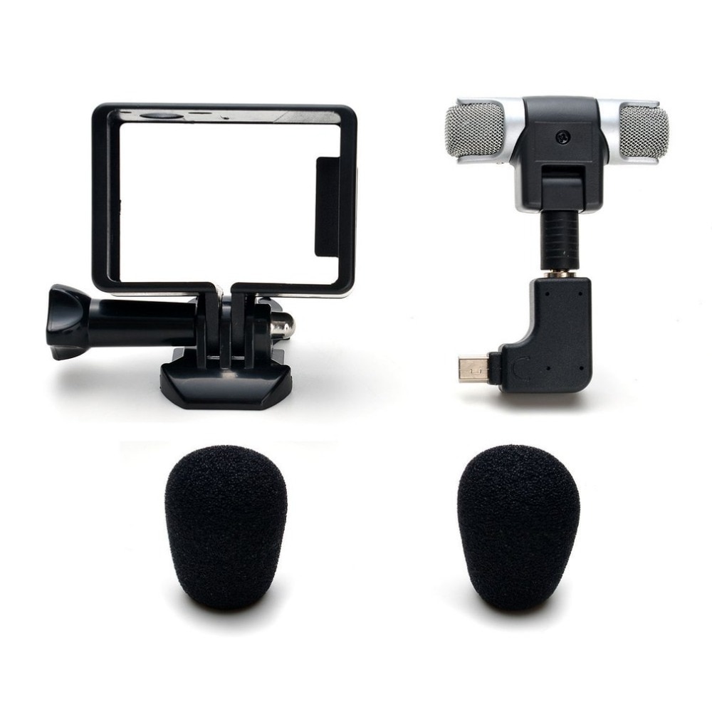 Mini Stereo Microfoon Voor Go Pro Hero 4 3 3 + Accessoires Beschermende Frame Case Mount Voor Go Pro Action camera 3.5Mm