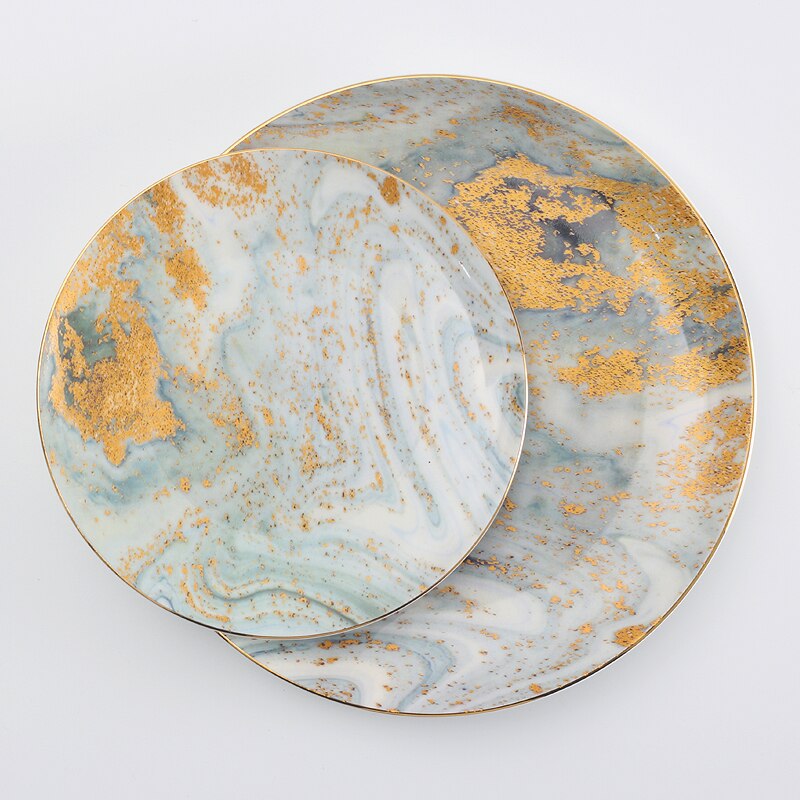 Bone China Dinner Plates 8“ And 10.5” Porcelain Dinnerware Original Creation Dishes and Plates Sets: Style B  set