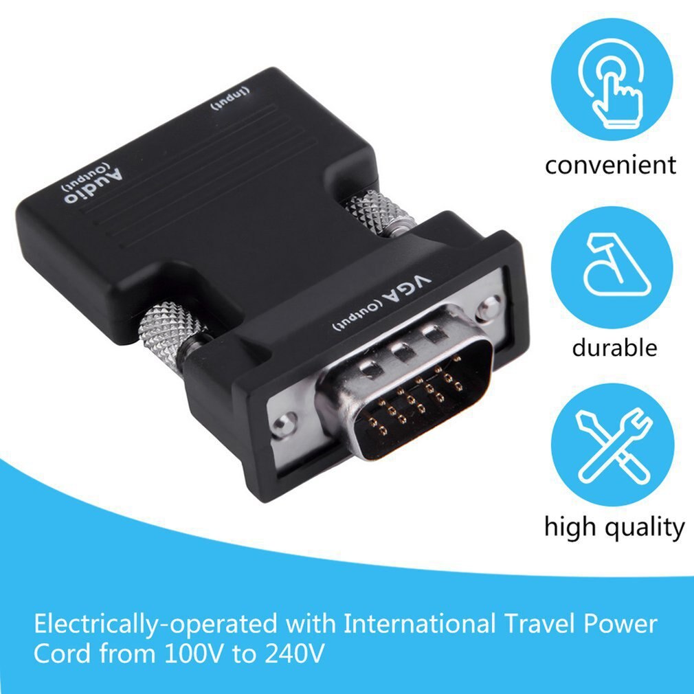 HDMI-compatible Female to VGA Male Converter Adapter Support 1080P Signal Output