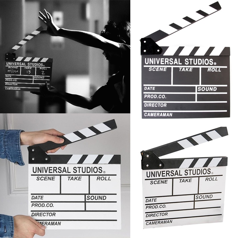 Film clapperboard træ instruktør video scene clapperboard tv film clapperboard film skiferskåret rekvisit 20 x 20cm