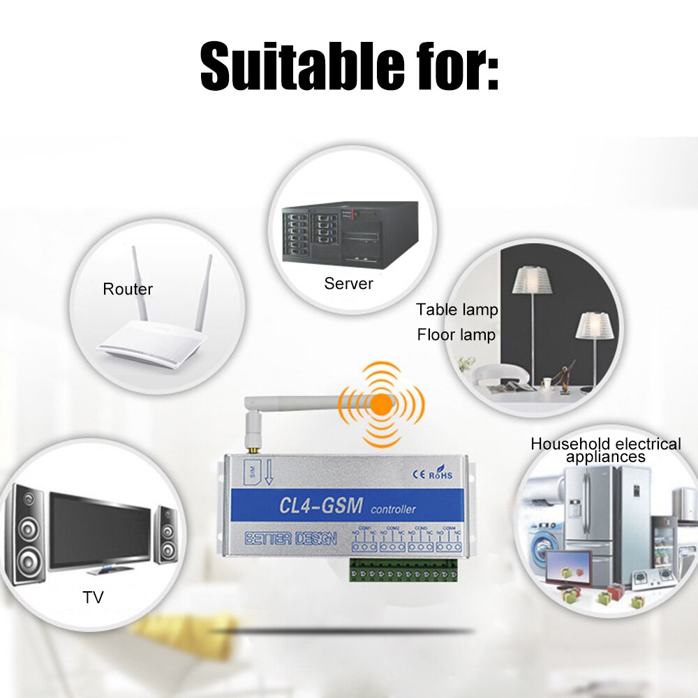 GSM Wireless Switch Controller Mobile Phone Call SMS Remote Control Relay Switch Accessories For Electrical Appliances Router