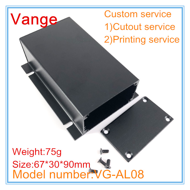 2pcs/lot Sand blasting surface extrusion aluminum housing 6063-T5 injected aluminum enclosure diy box 67*30*90mm for equipment