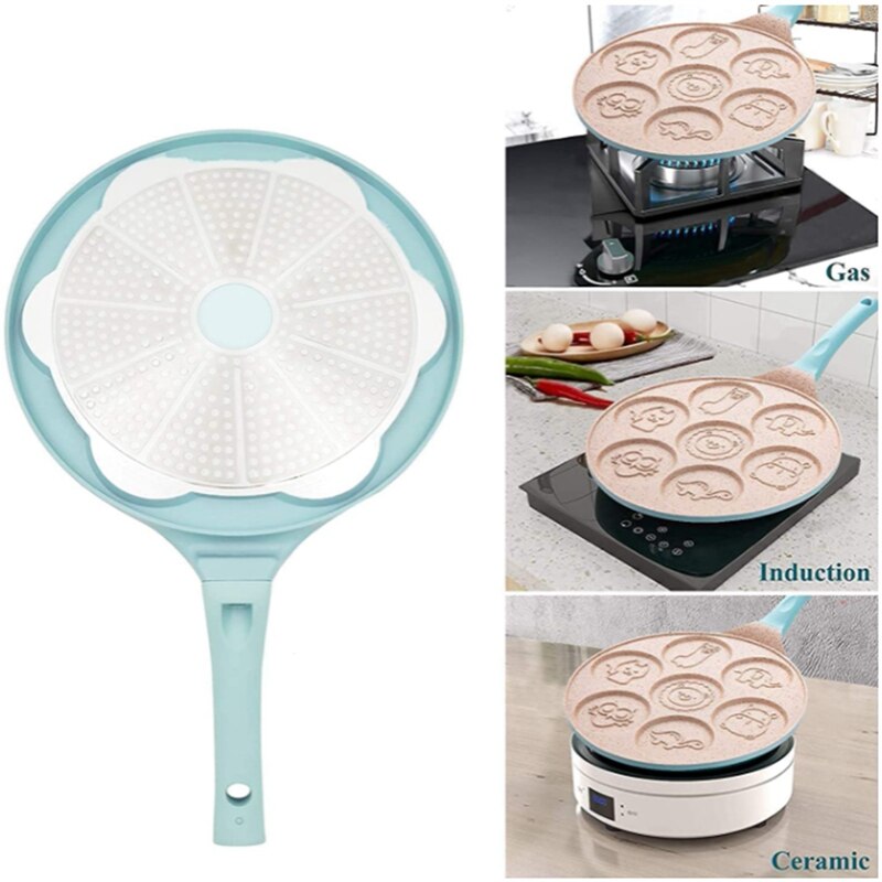 Nonstick Pancake Pan, Mini Pancakes Maker Kids Induction Pancake Pan Pancake Molds Crepe Maker Griddle Grill Pan for Kid