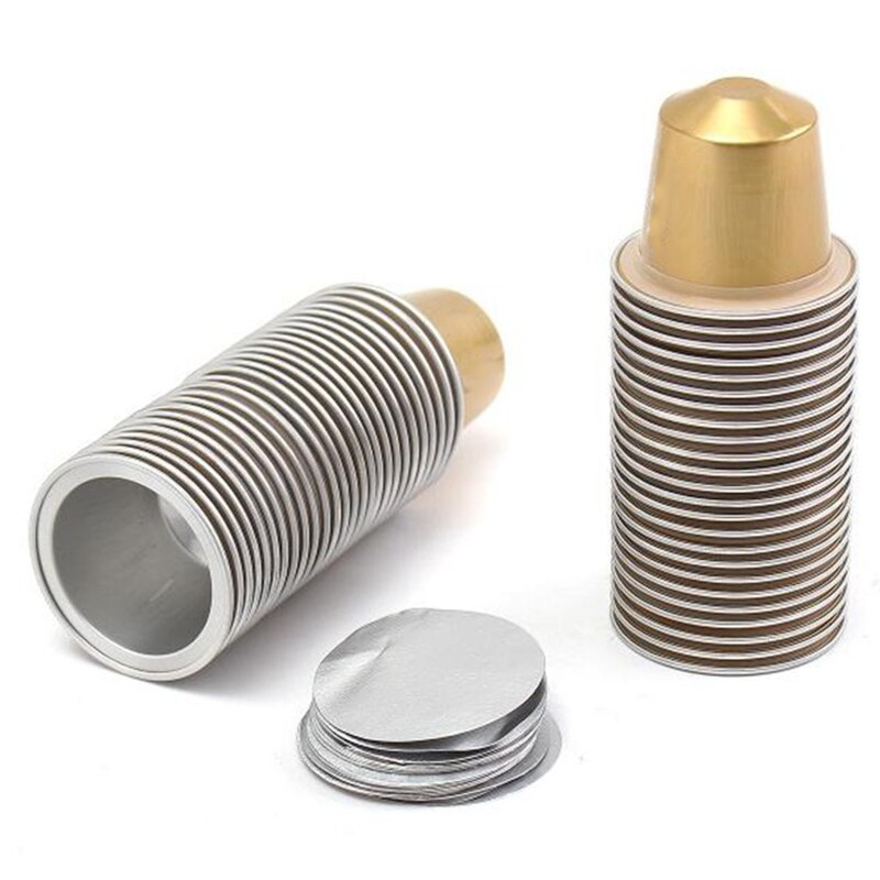 100 Sets of Refillable Coffee Capsules Cup Disposable Coffee Beans for Nestle Automatic Coffee Machine Supplies - Gold