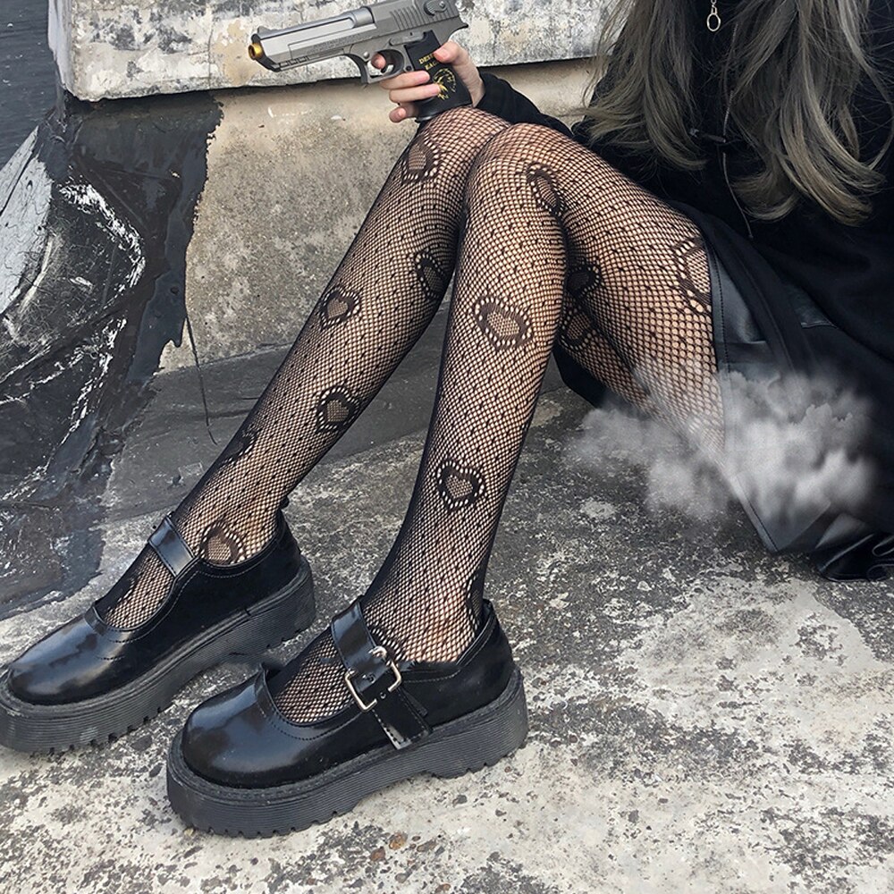 1PC Hollowed Out Lace Mesh Stockings Bottomed Pantyhose Japanese Lolita Retro Floral Rattan White Stocking Classic Tights