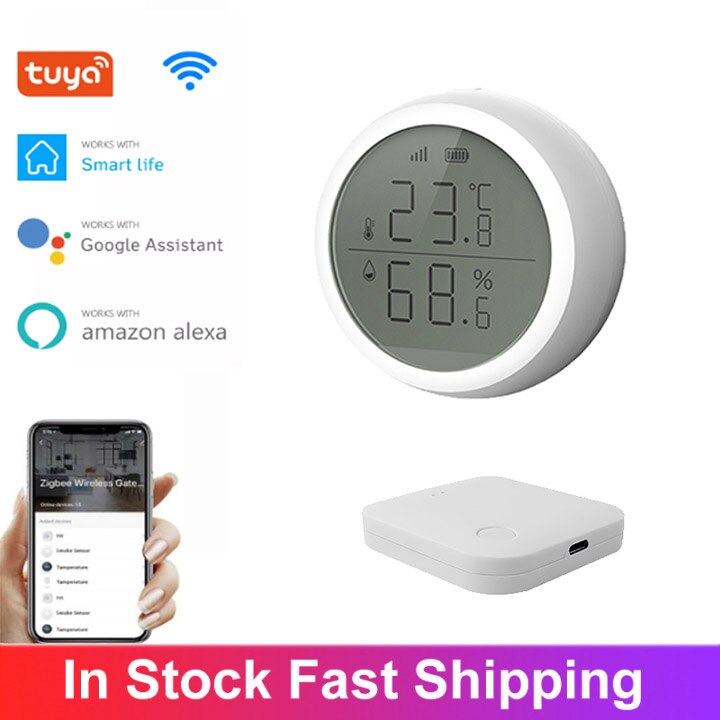 TuYa ZigBee Hub Temperature And Humidity Sensor With LCD Screen Display Working With TuYa ZigBee Hub Battery Powered Smart Life