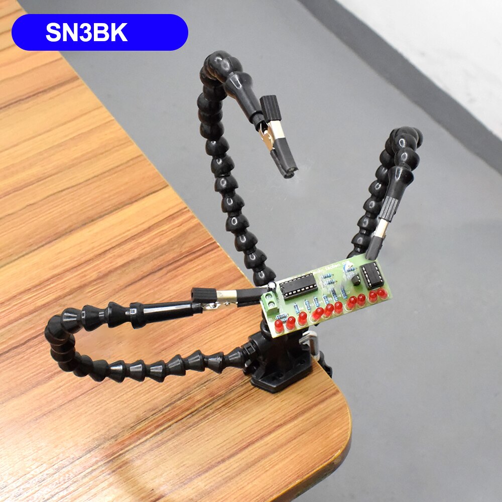 Toolour Third Arm Soldering Station USB LED Light Magnifier With 3pcs Flexible Arms Helping Hands For Repairing Welding PCB Tool: SN3BK