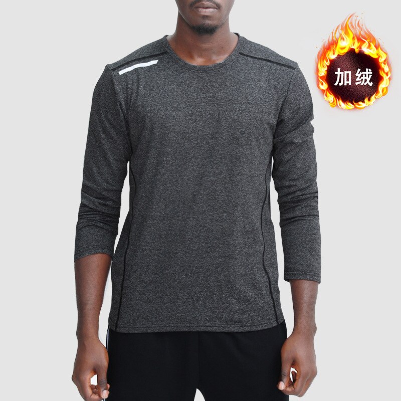 E aggiungi lana calda t-shirt per il tempo libero uomo girocollo cappotto a maniche lunghe per mantenere caldo l&#39;allenamento fitness: Dark grey / XXL