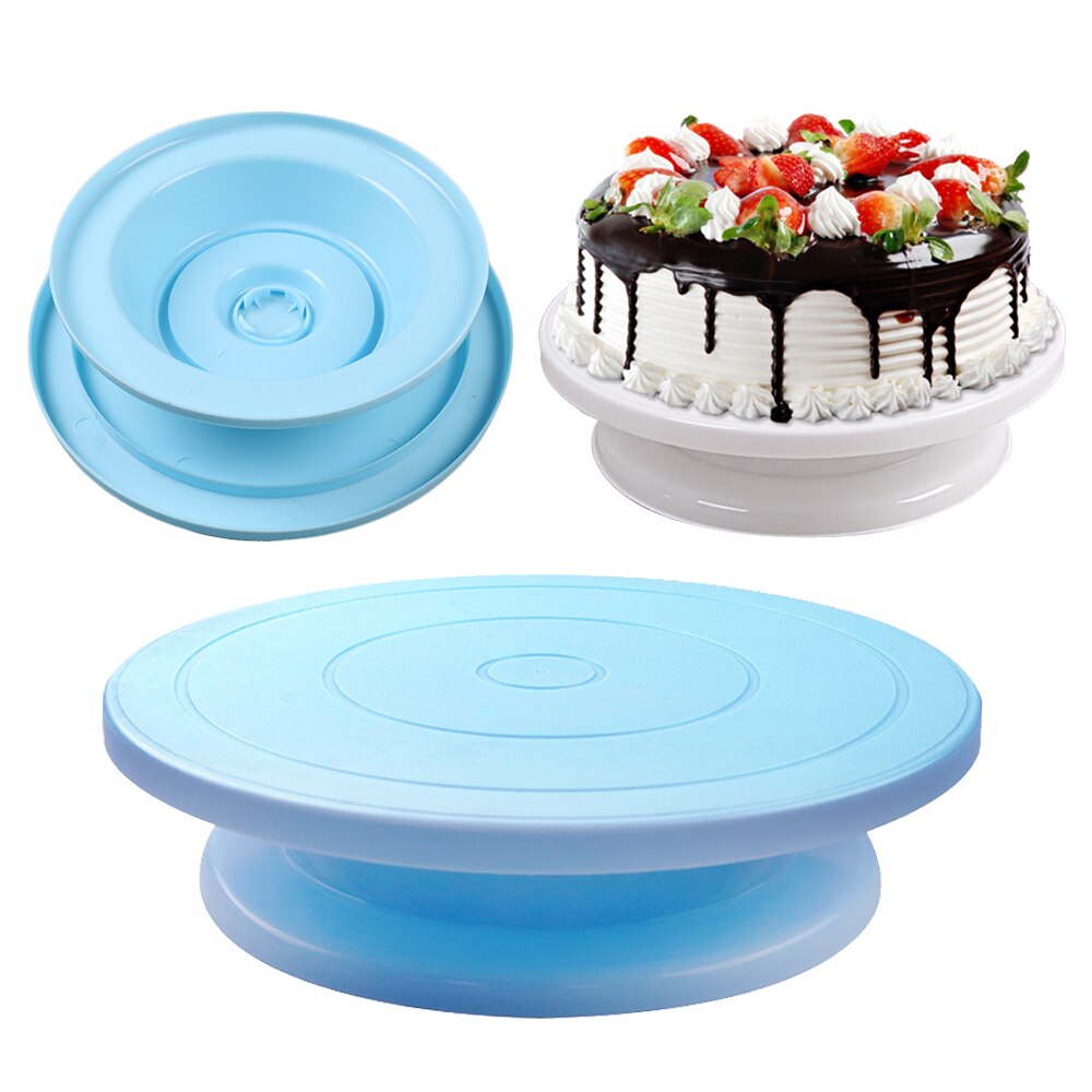 Plato giratorio de plástico para Tartas, soporte para decoración de pasteles, antideslizante, redondo, giratorio, para cocina, herramienta para hornear Pan