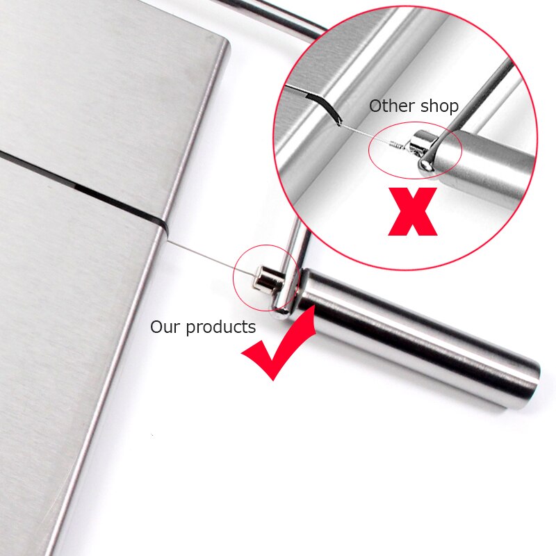 Cheese Slicer - Cutting Serving Board for Hard and Semi Hard Cheese or Butter, Stainless Steel Cutting Wire Cheese Board