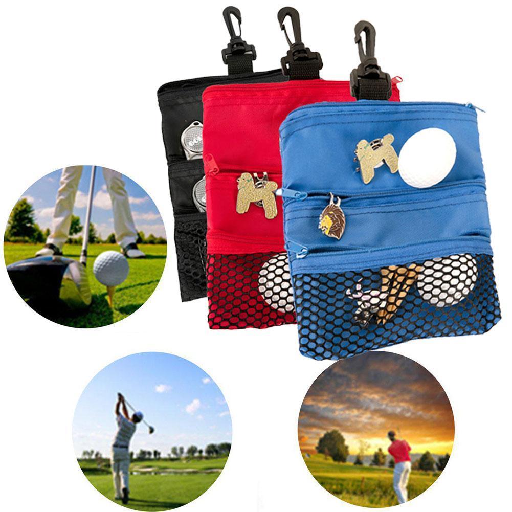 Black/Red/ Blue Portable Golf Ball Bags Holder Zipper Mesh Pouch Storage For Outdoor Training Golf Accessories Supply