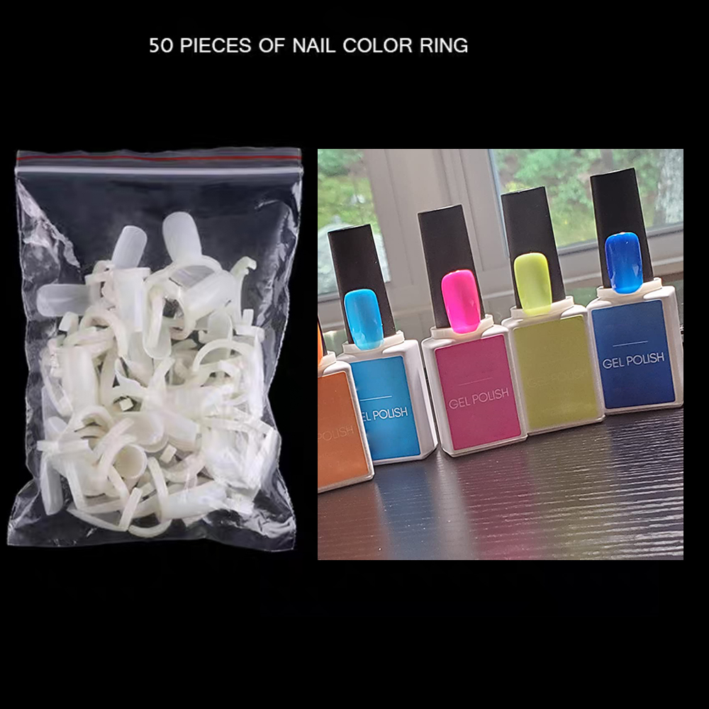 50 Stuks Nagellak Display Ring - Kaart Vorm Kleurstaal Tool - 2x2x1cm - DIY Manicure Kunst Oefenen